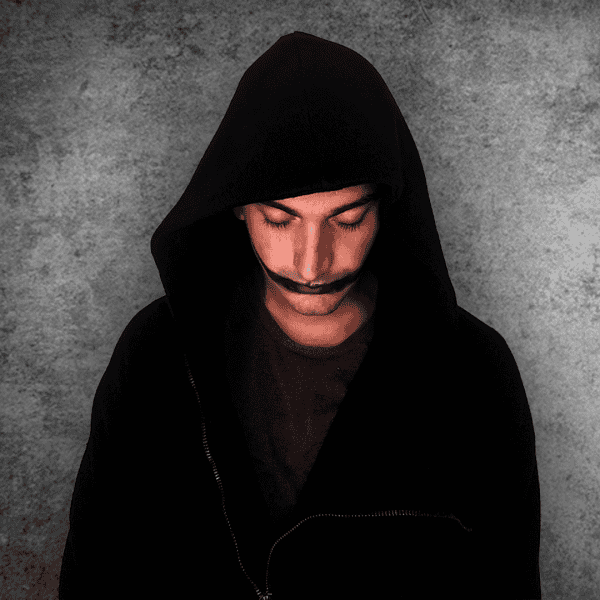 A man in a black hoodie looks down with his eyes closed, his mouth covered by black makeup. This is a symbolic image representing feeling silenced by internal struggles like depression, anxiety, or emotional pain.